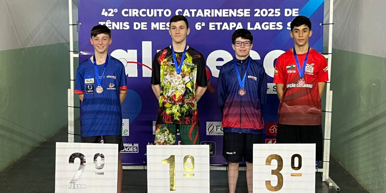 Almesc conquista quase 30 medalhas e títulos coletivos na Super Liga e no Estadual de Tênis de Mesa em Lages