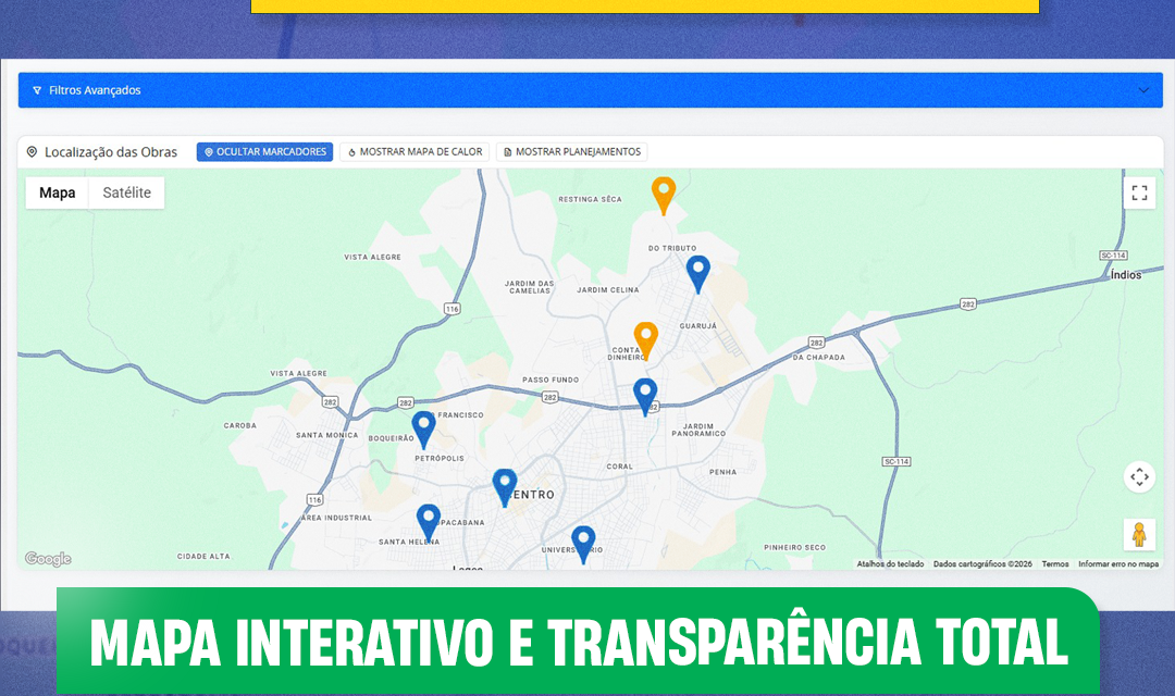 Lages implanta sistema integrado de gestão de obras com mapa interativo e transparência total