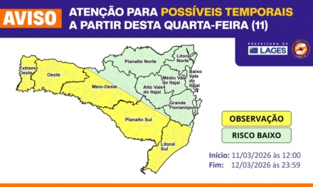 Prefeitura de Lages monitora condições climáticas dos próximos dias