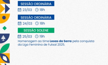 Agenda da semana na Câmara Lages – 23 a 29 de março