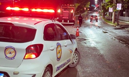 Tempestade em Lages registra mais de 50 milímetros de chuva, ventos de até 56 Km/h e mobiliza equipes da Prefeitura