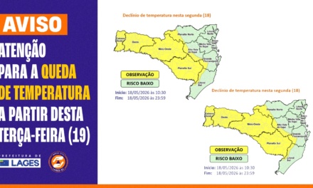 Prefeitura orienta população de Lages sobre cuidados com queda brusca de temperaturas nos próximos dias