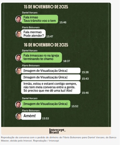 Mensagens de visualização única marcaram conversas entre Flávio Bolsonaro e Daniel Vorcaro